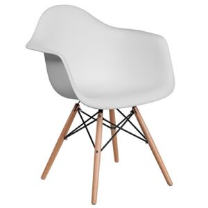 flash furniture alonza series white plastic chair with wooden legs