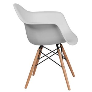 Flash Furniture Alonza Series White Plastic Chair with Wooden Legs
