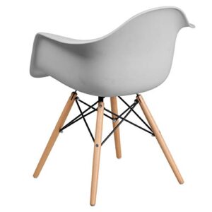 Flash Furniture Alonza Series White Plastic Chair with Wooden Legs