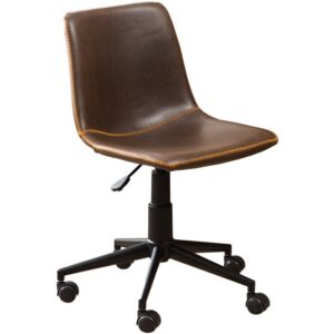 roundhill furniture cesena faux leather 360 swivel air lift office chair, brown