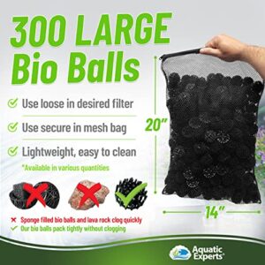 Aquatic Experts Bio Balls Filter Media Bulk - 1.5 Inch Bio Balls for Pond Filter, Bio Balls Large for Pond Filter Media for Outdoor Ponds, Bio Balls for Aquarium Filter (300 Count with Mesh Bag)