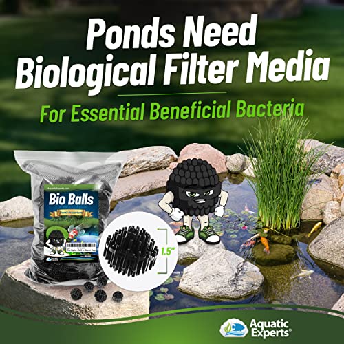 Aquatic Experts Bio Balls Filter Media Bulk - 1.5 Inch Bio Balls for Pond Filter, Bio Balls Large for Pond Filter Media for Outdoor Ponds, Bio Balls for Aquarium Filter (300 Count with Mesh Bag)