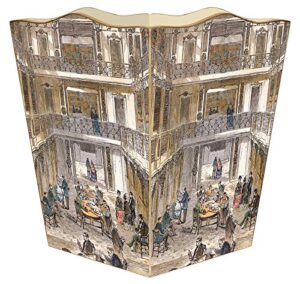 marye-kelley- library of congress wastepaper basket, wood wastepaper basket, decoupage, handmade, made in the usa