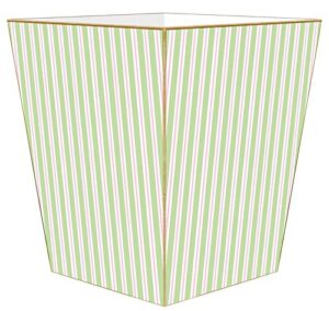 marye-kelley wb1145- green & pink stripe wastepaper basket