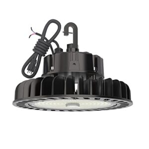 hyperlite led high bay light 150w 21,000lm 5000k 1-10v dimmable ul listed us hook 5' cable alternative to 650w mh/hps for gym factory warehouse