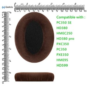 Geekria Comfort Velour Replacement Ear Pads for Sennheiser HD598, HD598SE, HD598CS, HD595, HD599, HD599 SE Headphones Ear Cushions, Headset Earpads, Ear Cups Repair Parts (Brown)