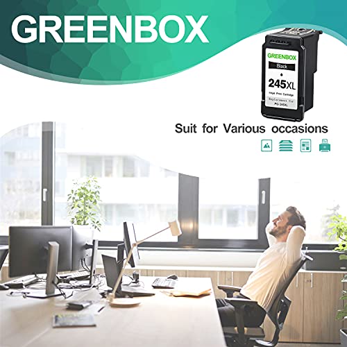 GREENBOX Remanufactured Canon 245xl Black Ink Cartridge Replacement for Canon PG-245XL 245XL 245 XL for Canon PIXMA MX492 MX490 MG2920 MG2420 MG2520 MG2522 MG2922 IP2820 Printer (1 Black)