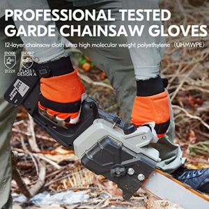 Vgo 1-Pair Chainsaw Work Gloves Saw Protection on Left Hand Back (Size L, Orange, GA8912)