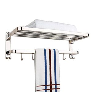 candora wall mounted shelf towel rack 100% 304 stainless steel towel shelf towel holder with 9 hooks (24in/60cm, a #)