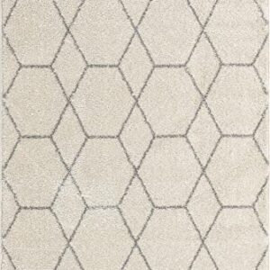 Unique Loom Trellis Frieze Collection Area Rug - Geometric (4' 1" x 6' 1", Ivory/ Gray)