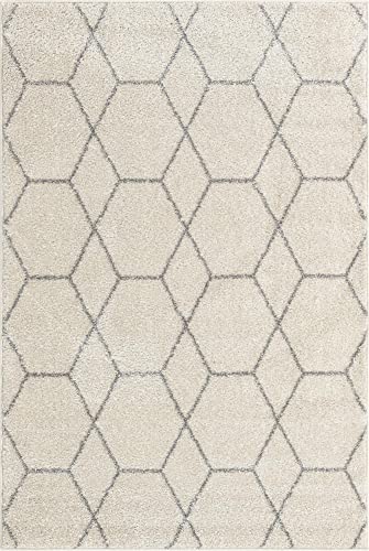 Unique Loom Trellis Frieze Collection Area Rug - Geometric (4' 1" x 6' 1", Ivory/ Gray)