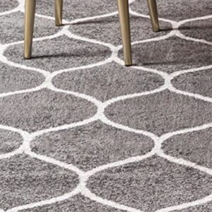 Unique Loom Trellis Frieze Collection Area Rug - Rounded (5' 1" x 8', Dark Gray/ Ivory)