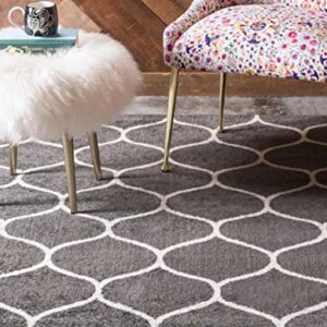 Unique Loom Trellis Frieze Collection Area Rug - Rounded (5' 1" x 8', Dark Gray/ Ivory)