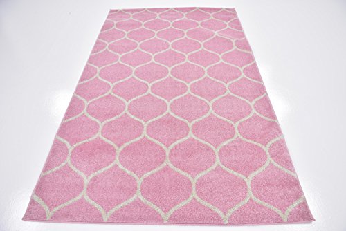Unique Loom Trellis Frieze Collection Area Rug - Rounded (5' 1" x 8', Light Pink/ Ivory)