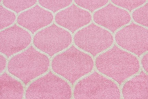 Unique Loom Trellis Frieze Collection Area Rug - Rounded (5' 1" x 8', Light Pink/ Ivory)