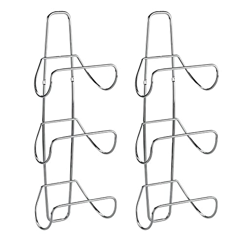 mDesign Metal Wall Mount 3 Level Bathroom Towel Rack Holder & Organizer - for Storage of Towels, Washcloths, Hand Towels, Robes - 2 Pack - Chrome