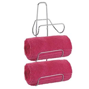 mDesign Metal Wall Mount 3 Level Bathroom Towel Rack Holder & Organizer - for Storage of Towels, Washcloths, Hand Towels, Robes - 2 Pack - Chrome