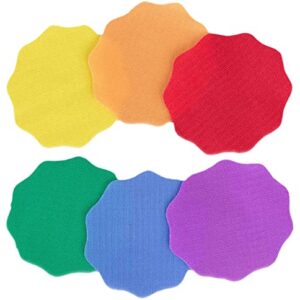 Really Good Stuff Carpet Mark-Its – Colorful 5” x 5” Carpet Spots – Keep Students Organized or in Groups – Six Bright Rainbow Colors – Durable with No-Slide Back, Sticks to Most Carpets, Set of 24