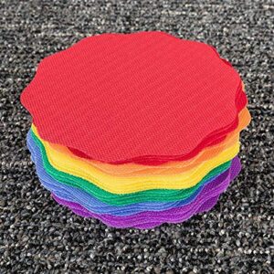 Really Good Stuff Carpet Mark-Its – Colorful 5” x 5” Carpet Spots – Keep Students Organized or in Groups – Six Bright Rainbow Colors – Durable with No-Slide Back, Sticks to Most Carpets, Set of 24