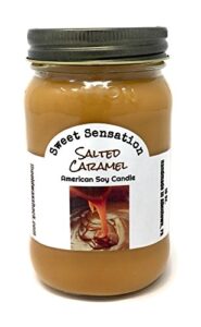 salted caramel soy candle, 16 oz. mason jar