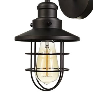 Globe Electric 59123 1-Light Wall Sconce, Dark Bronze, Removable Cage Shade, Wall Lighting, Wall Lamp Dimmable, Wall Lights for Bedroom, Kitchen Sconces Wall Lighting, Home Décor, Home Improvement