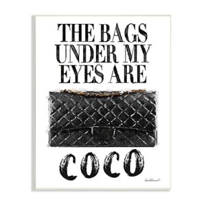 stupell industries glam bags under my eyes black bag wall plaque art, proudly made in usa