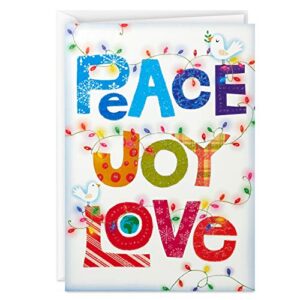 hallmark unicef boxed christmas cards, peace joy love lettering (12 cards and 13 envelopes) (1xpx2015)