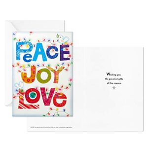 Hallmark UNICEF Boxed Christmas Cards, Peace Joy Love Lettering (12 Cards and 13 Envelopes) (1XPX2015)