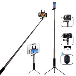 bluetooth selfie stick with tripod, remote 59inch mfw extendable monopod with tripod stand for iphone 12/12pro /11/11pro/x/xs max/xr/xs/8/7/6/plus,tablet,samsung s7/s8/s9,android,gopro cameras