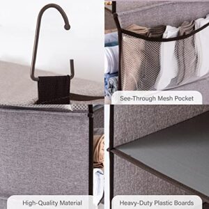 StorageWorks 6-Shelf Hanging Closet Organizer, Hanging Shelves for Closet, Fabric, Mixing of Brown and Gray, 12" D x 12" W x 47 ¾" H