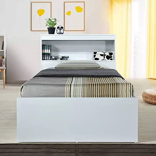 Hodedah Twin-Size Captain Bed with 3-Drawers and Headboard in White