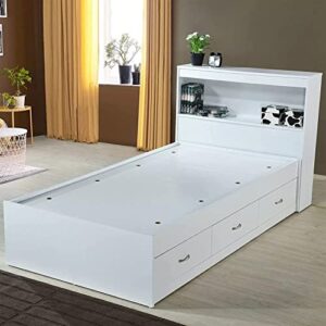 Hodedah Twin-Size Captain Bed with 3-Drawers and Headboard in White