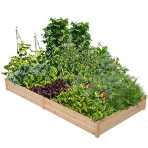 yaheetech 8×4ft wooden horticulture raised garden bed divisible elevated planting planter box for flowers/vegetables/herbs in backyard/patio outdoor, natural wood, 93 x 48 x 10in