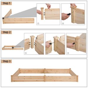 Yaheetech 8×4ft Wooden Horticulture Raised Garden Bed Divisible Elevated Planting Planter Box for Flowers/Vegetables/Herbs in Backyard/Patio Outdoor, Natural Wood, 93 x 48 x 10in