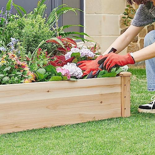 Yaheetech 8×4ft Wooden Horticulture Raised Garden Bed Divisible Elevated Planting Planter Box for Flowers/Vegetables/Herbs in Backyard/Patio Outdoor, Natural Wood, 93 x 48 x 10in