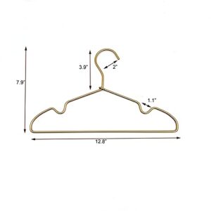 Koobay 12.6" Matte Gold Metal Kids Baby Hangers, 10Pack, Non Slip, Suit for Coated Wire Children Clothes Hangers, Closet Storage,Retail Display Space Saving for Toddler Coats Infant Hangers