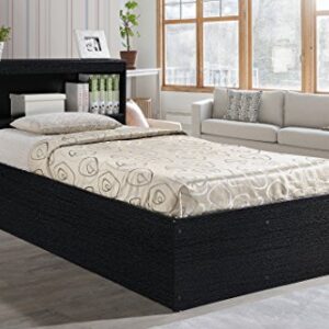 Hodedah Twin-Size Captain Bed with 3-Drawers and Headboard in Black, 85.6"L x 42.3"W x 39.2"H