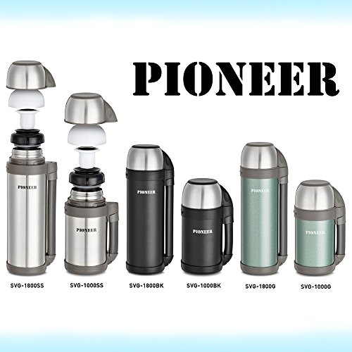 Pioneer Flasks Large Vacuum Flask, 1.8L, Gebürsteter Stahl