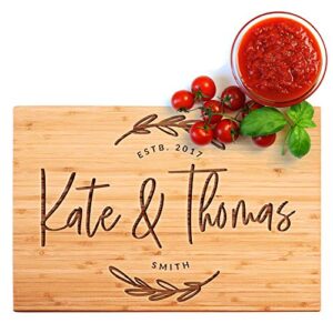 personalized cutting board, housewarming gift | 9x6 |12 designs & 2 sizes, wedding gifts for couple, anniversary & kitchen sign - bamboo rectangular #g