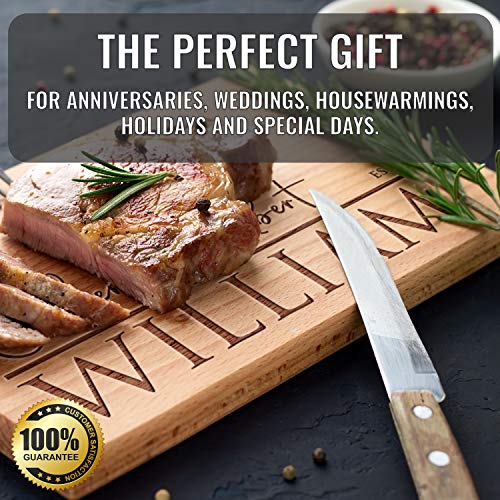 Personalized Cutting Board, Housewarming Gift | 9x6 |12 Designs & 2 Sizes, Wedding Gifts for Couple, Anniversary & Kitchen Sign - Bamboo Rectangular #G