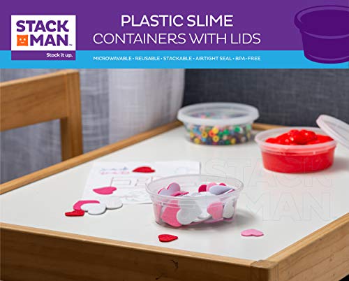 [48 Sets - 8 oz.] Plastic Containers with Lids - Slime Containers 8 oz - Small Containers with Lids