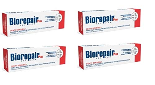 Biorepair Sensitive Teeth Daily Toothpaste - 2.54 Fluid Ounces (75ml) Tubes (Pack of 4) [ Italian Import ]