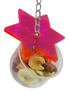 star forage cup - durable treat foraging cage accessory toy - for sugar gliders, squirrels, chinchillas, prairie dogs, degus, opossums, marmosets, monkeys, parrots, birds, rats, hamsters, & gerbils