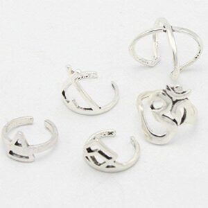 nongkhai shop 6pcs silver boho women stack plain above knuckle ring midi finger tip rings set