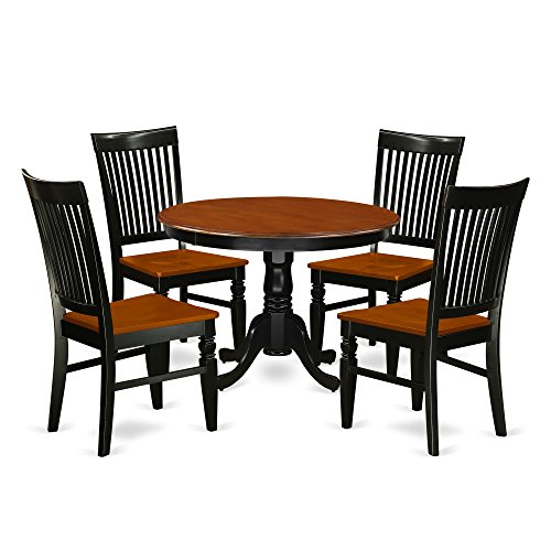 East West Furniture HLWE5-BCH-W Dining Set, 5 Pieces