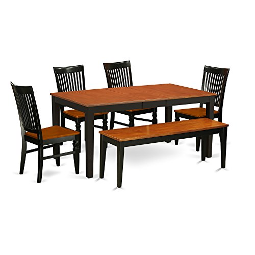 East West Furniture NIWE6-BCH-W Dining Table Set, 6-Pieces