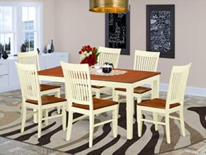 east west furniture niwe7-bmk-w dining table set, 7-piece
