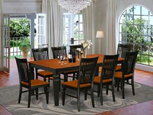 east west furniture lgwe9-bch-w dining set, 9 pieces