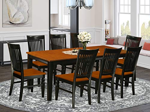 East West Furniture QUWE9-BCH-W Dining Room Set, 9-Piece