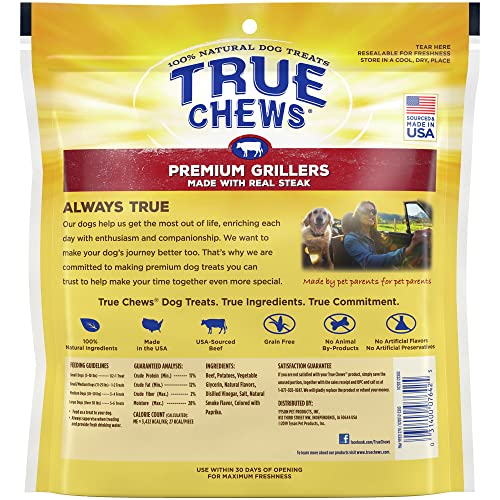 Blue Buffalo True Chews Premium Grillers Natural Dog Treats, Steak 20 oz bag